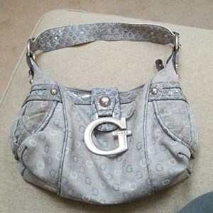 Grey silver shoulder purse